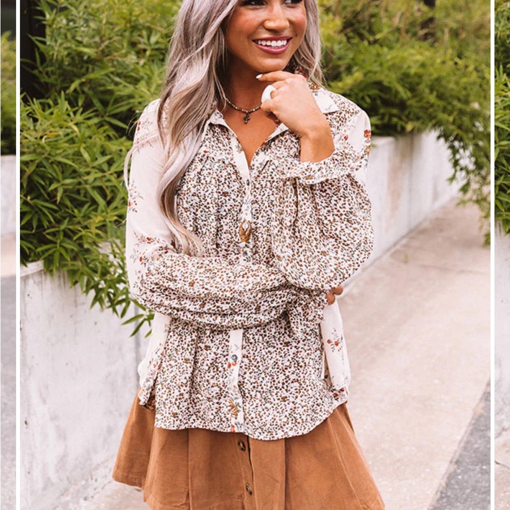 Patchwork balloon sleeve boho top - image 4